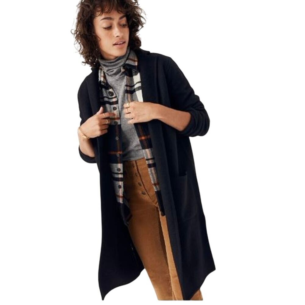 Madewell Women’s XS Black Merino Camden Sweater Coat Long Oversized Cardigan